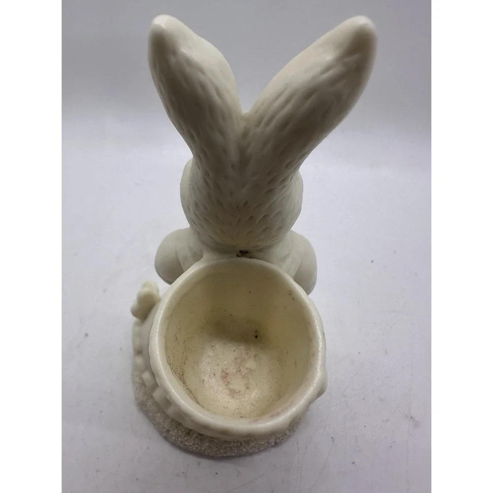 Vintage Easter Bunny Rabbit candleholder Figurine White Dress 5‎ Inch
